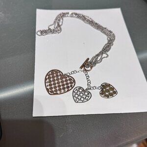 ✨🇮🇹 Italian .925 Sterling Silver Tri-Colour Heart Pendant Necklace 🇮🇹✨